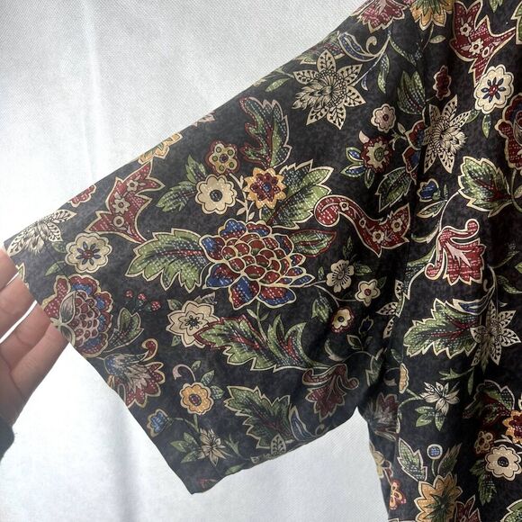 Paradise Blue Men's Floral Print Cotton Button Up Size Large - Picture 4 of 10